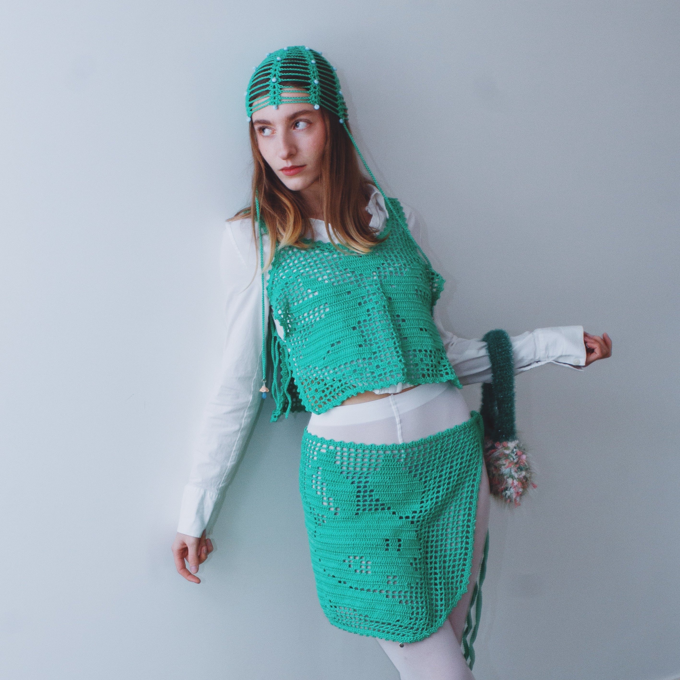 melon bunny filet wrap skirt