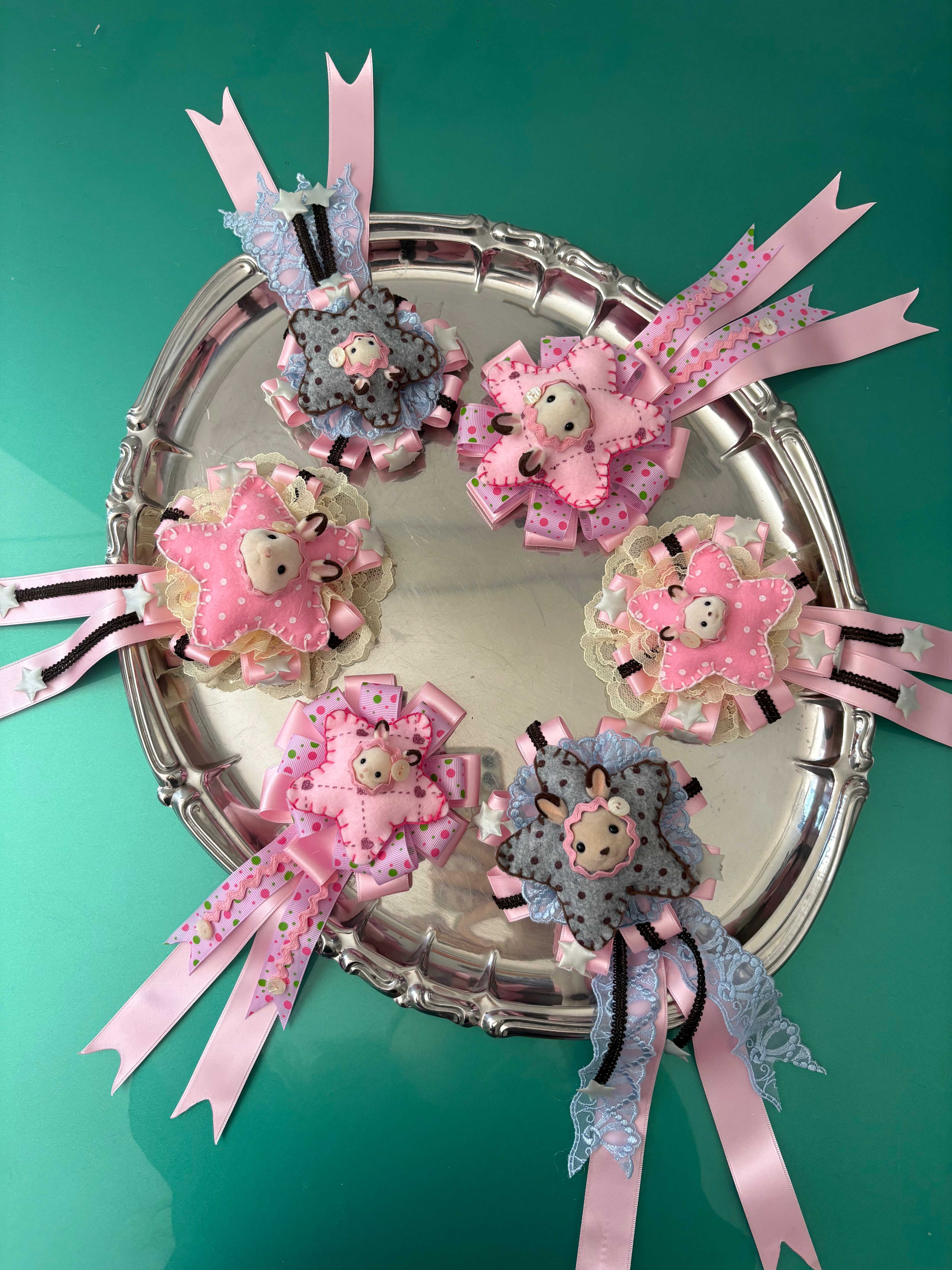 bunny rosette brooch & hairclip