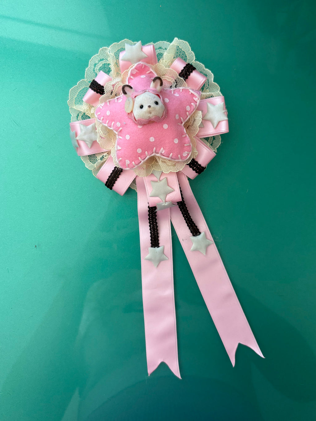 bunny rosette brooch & hairclip