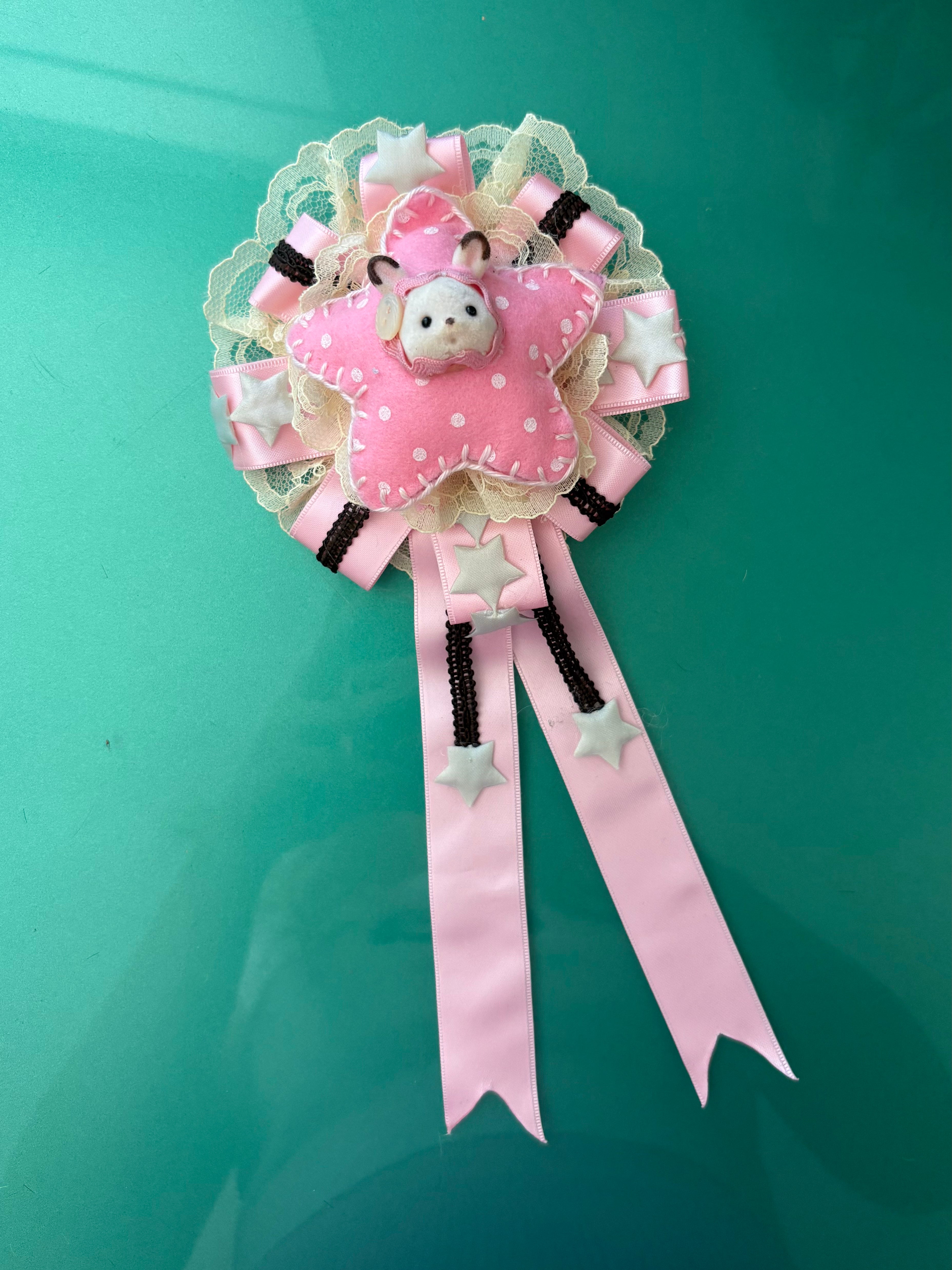 bunny rosette brooch & hairclip