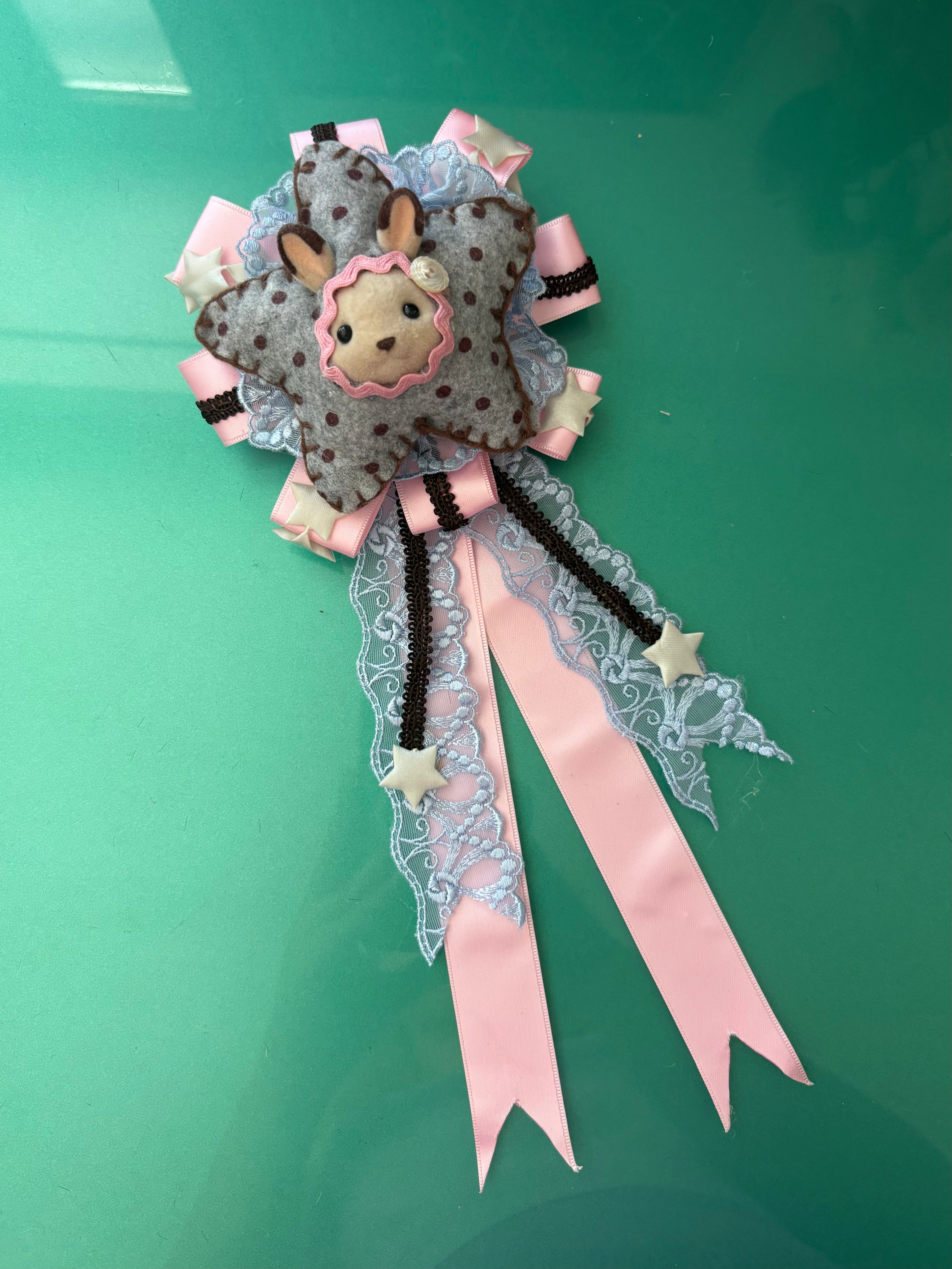 bunny rosette brooch & hairclip