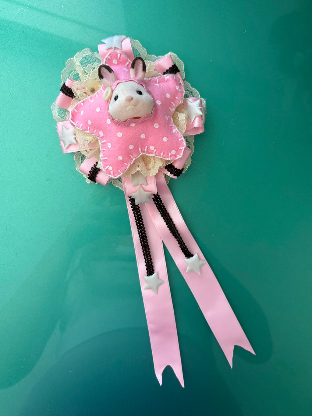 bunny rosette brooch & hairclip