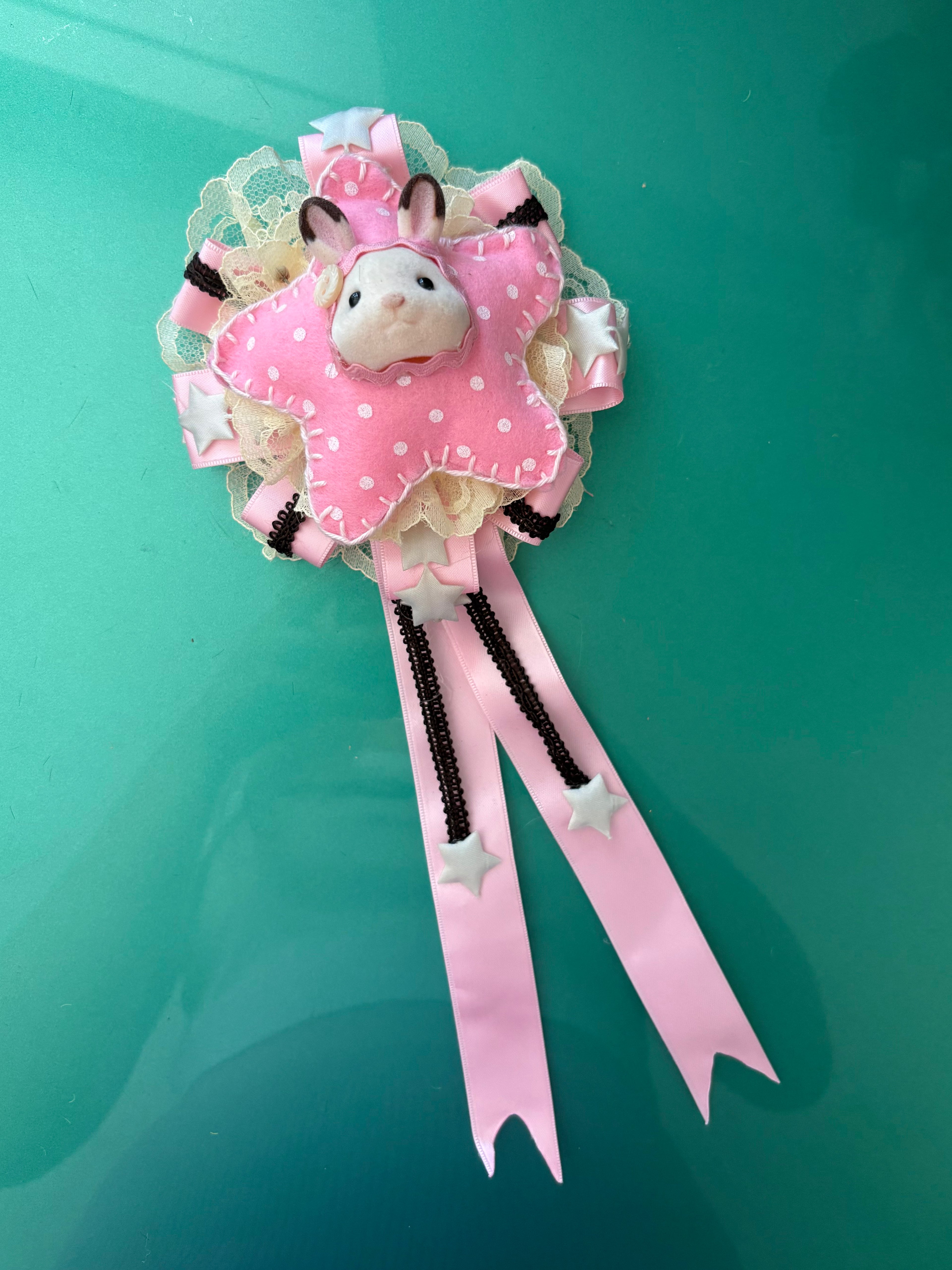 bunny rosette brooch & hairclip