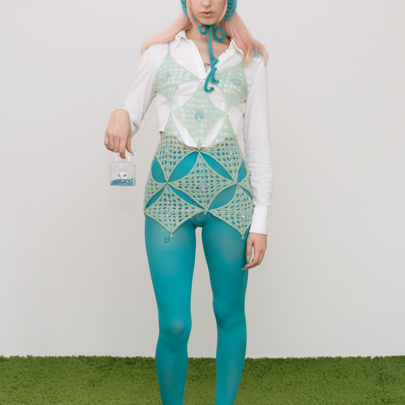 granny square aqua dress