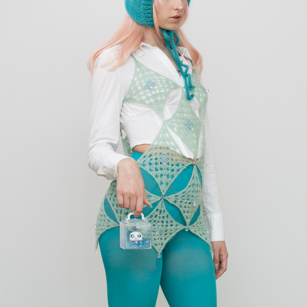 granny square aqua dress