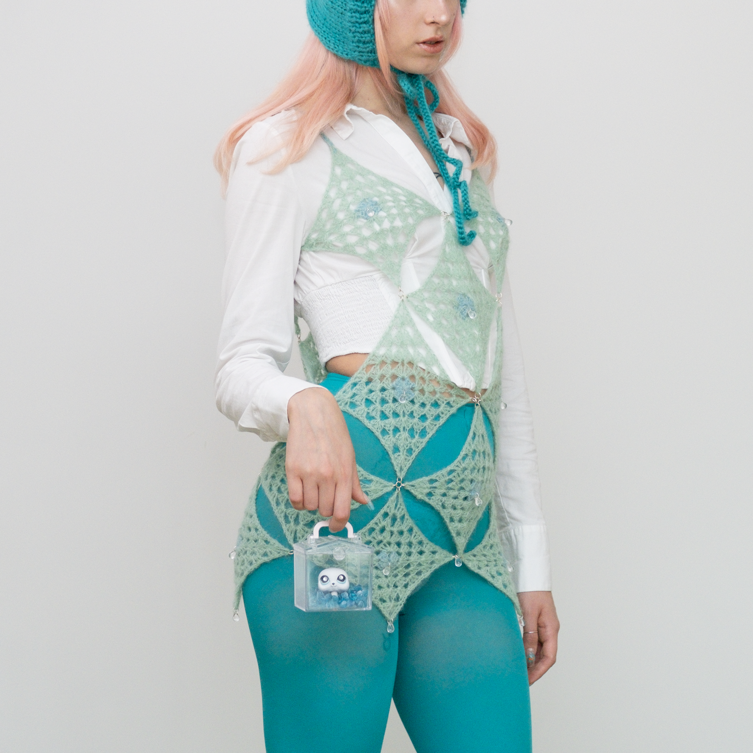 granny square aqua dress