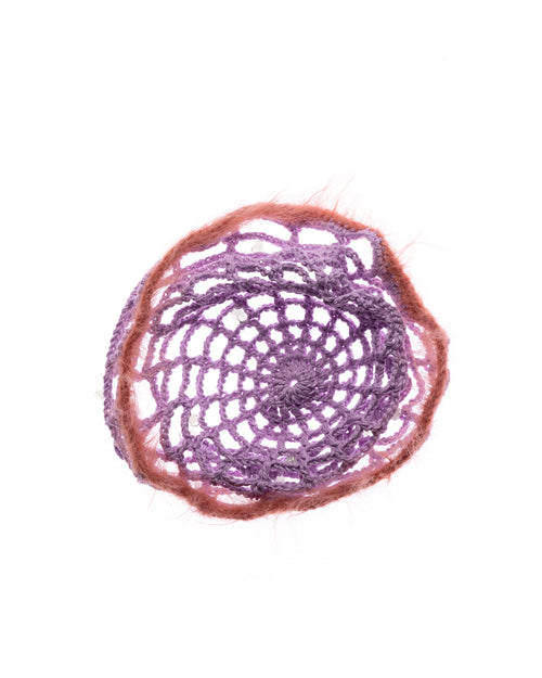 fuzzy crochet net hat